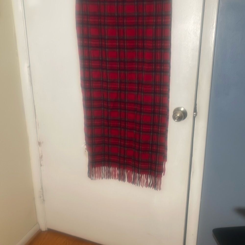 Women's Cashmink‎ Pink Tartan Plaid Print Fringe Scarf Soft. By Talbots